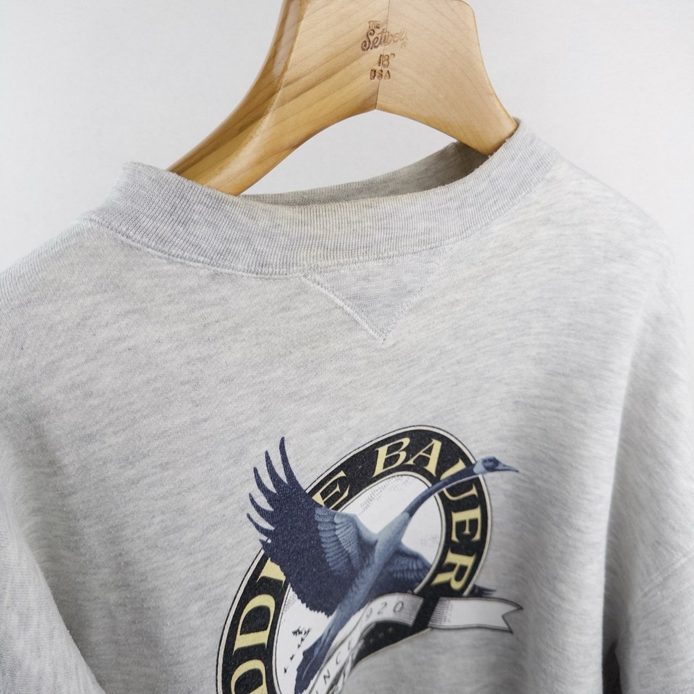 90's Vtg Eddie Bauer Gray Sweatshirt Mens XL Goose Big Logo Outdoors Crewneck - Picture 4 of 14